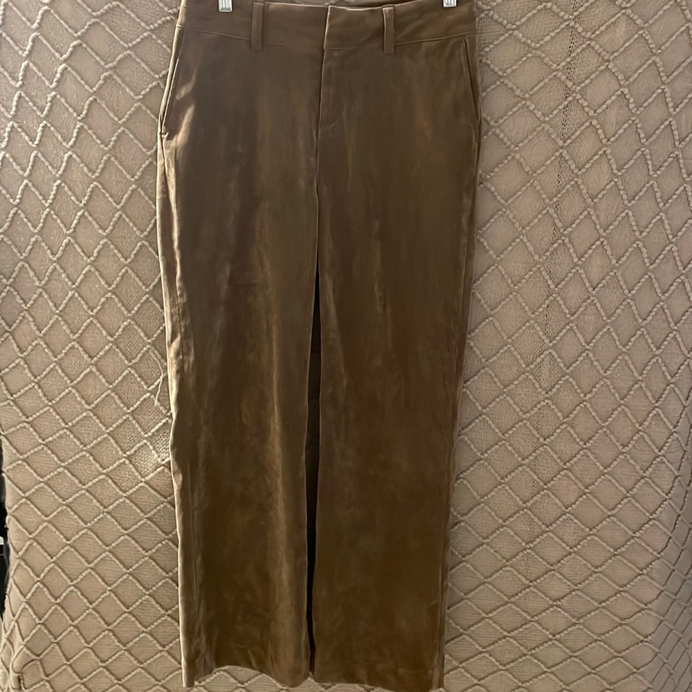 Brown velvet wide leg pants